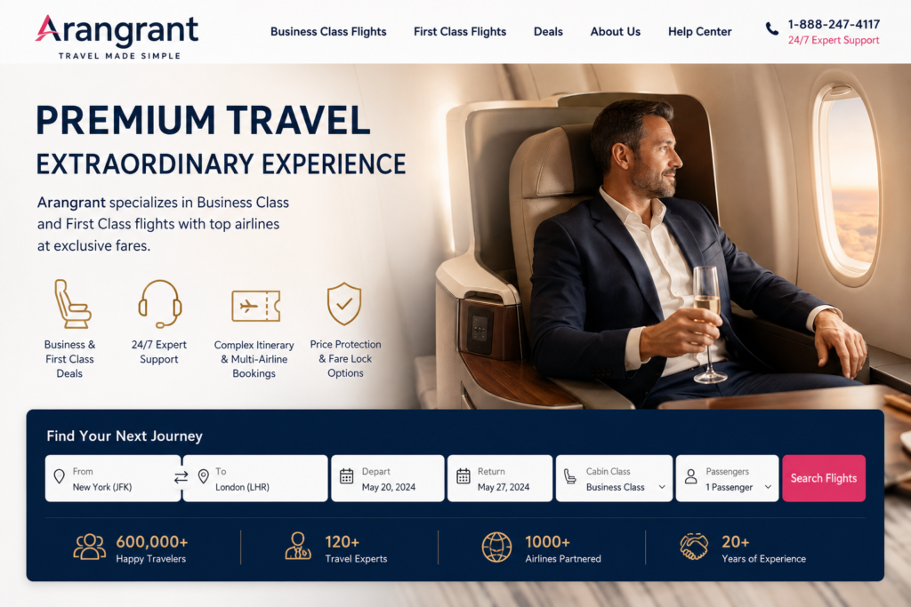 What Is Arangrant? Arangrant is a travel booking company focused on business and first-class flights. According to its website, the company works with major airlines and provides customized travel solutions for individual, corporate, group, and complex multi-destination trips.